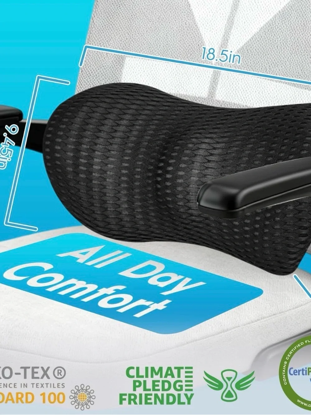 Black Lower Back Support Cushion Lumbar Support Pillow for Office Chair